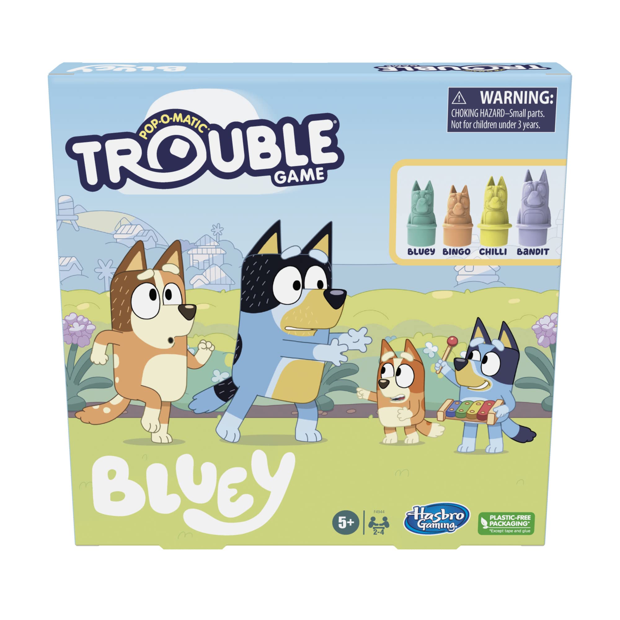 Hasbro Trouble: Bluey Edition Board game, Fun game for Kids Ages 5 and Up, game for 2-4 Players, Race Bluey, Bingo, Bandit, or chilli t