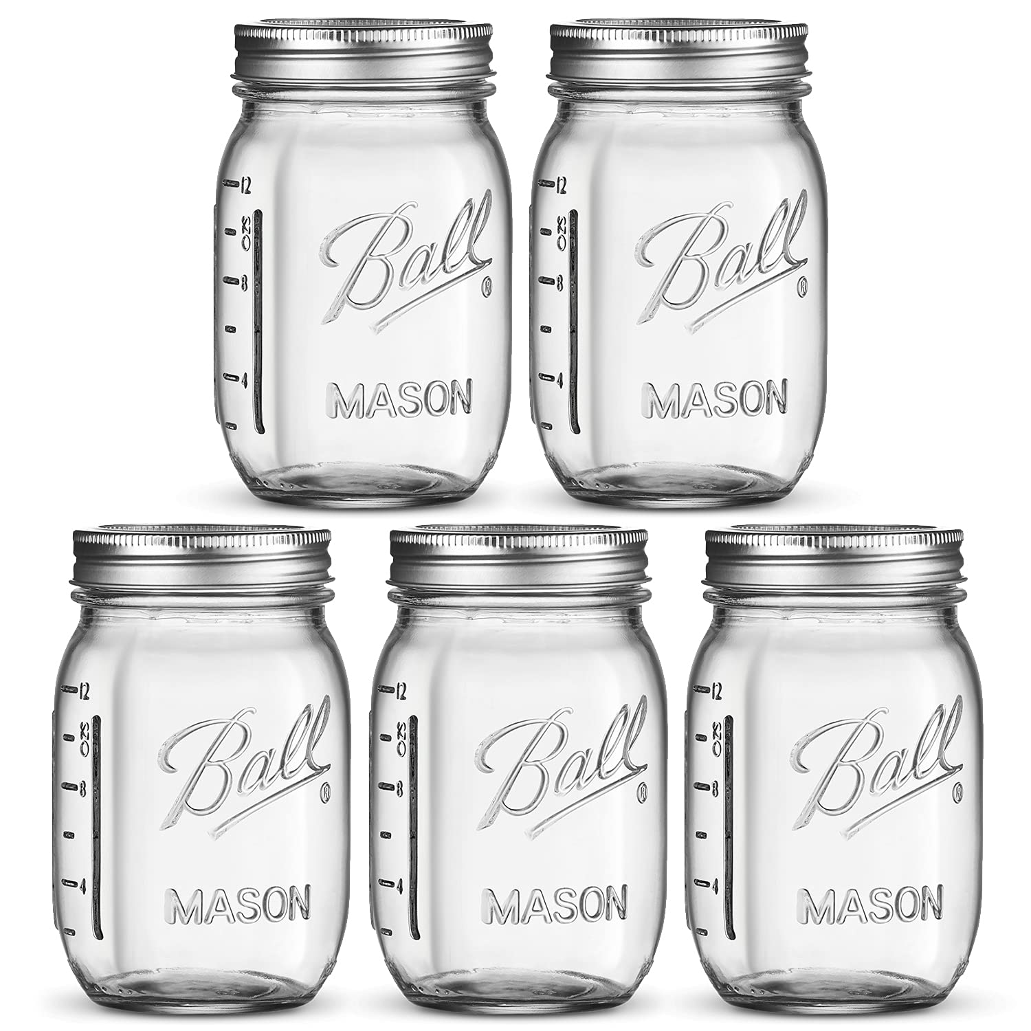 Sewanta Ball Regular Mouth Mason Jars 16 oz 5 Pack] With mason jar lids and Bands, Ball mason jars 16 oz - For canning, Fermenting, Pick