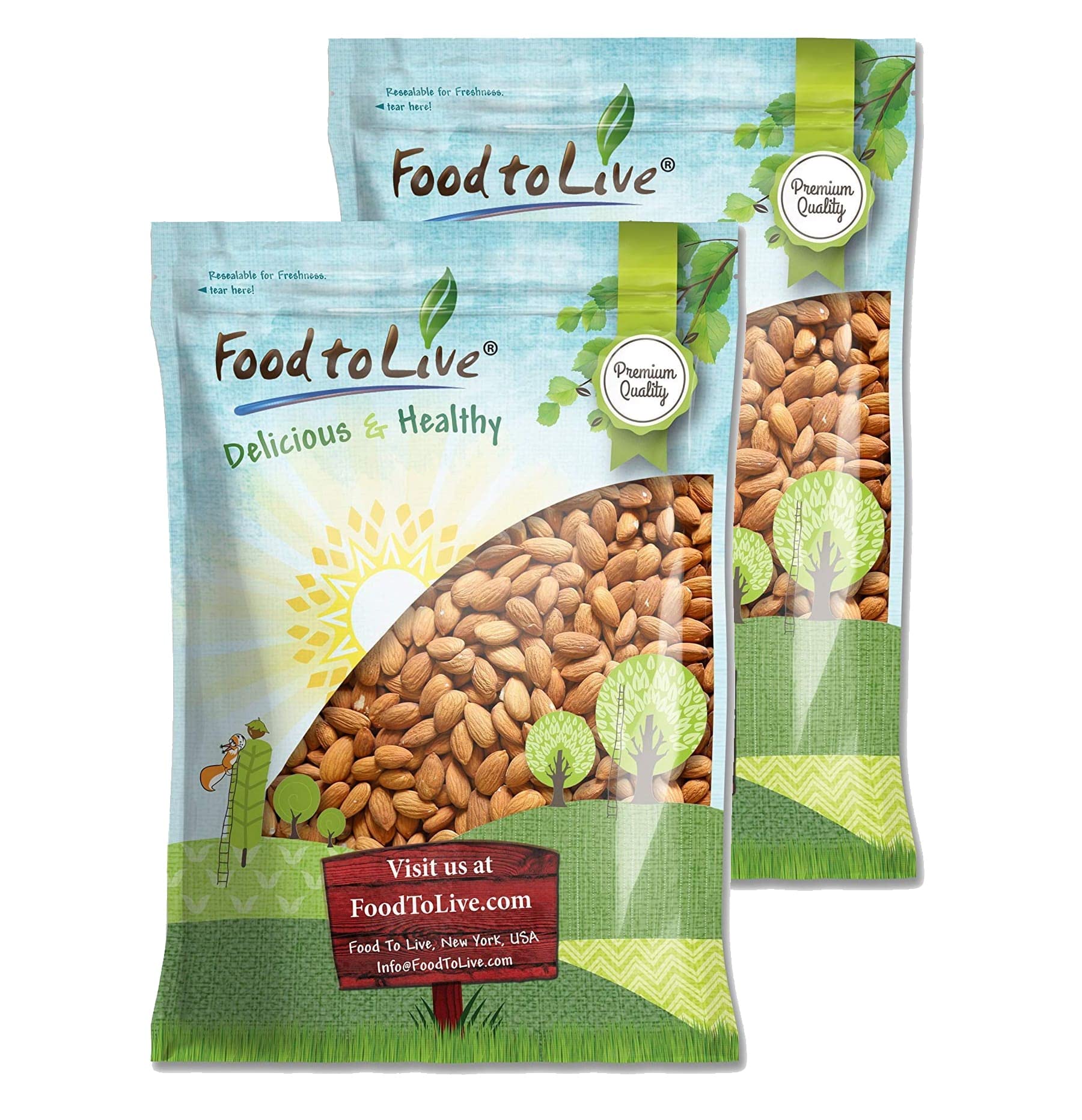 Food to Live california Almonds, 15 Pounds - Supreme, Whole, Raw, Unsalted, Unroasted Nuts, Natural Kosher, Vegan Keto, Paleo, Low Sodium, Bu