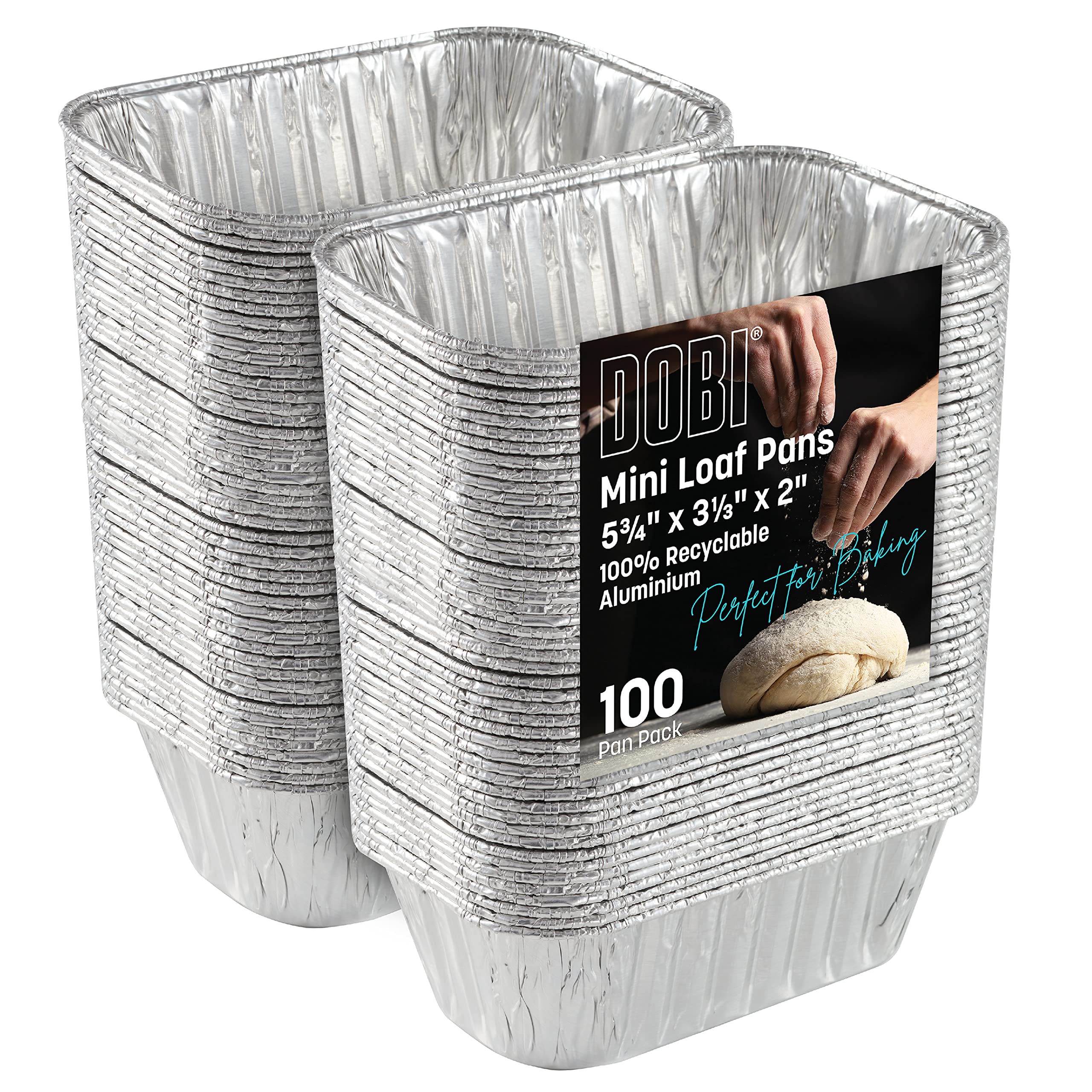 Dobi (100 Pack) Mini Loaf Pans for Baking Bread - Disposable