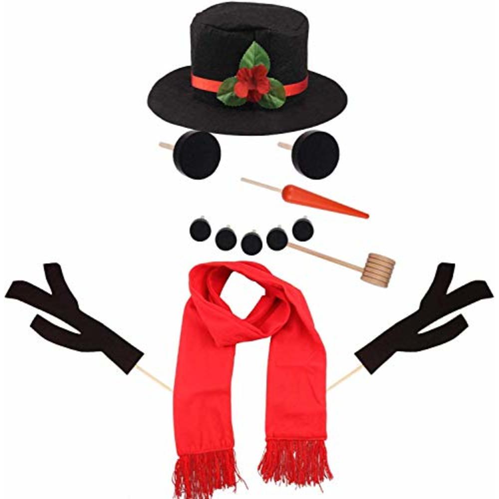 Llamaababie Outdoor Snowman Kit, Build Your Own Snowman Set of 16 Pieces Including Hat Scarf Eyes Hands Carrot Nose and Mouth, S