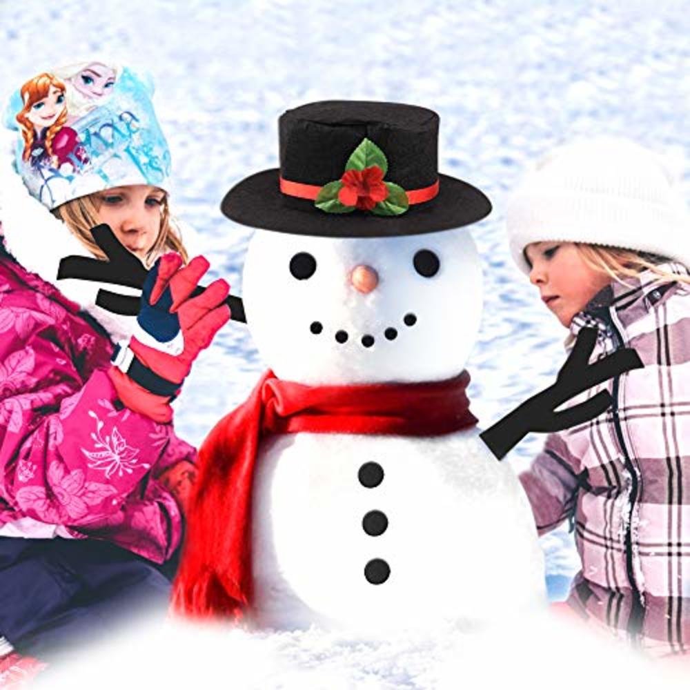 Llamaababie Outdoor Snowman Kit, Build Your Own Snowman Set of 16 Pieces Including Hat Scarf Eyes Hands Carrot Nose and Mouth, S