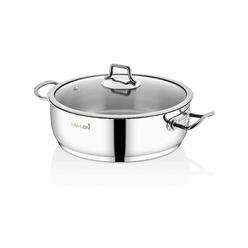 Saflon Stainless Steel Tri-Ply capsulated Bottom 4 Quart Saute Pot with glass Lid, Induction Ready, Oven and Dishwasher Safe