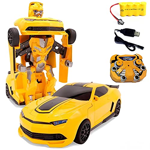SuperPower Remote Control Car Transforming Bumblebee Classic Disguise Action Figure Hero Robot Toy with One Button Transformatio