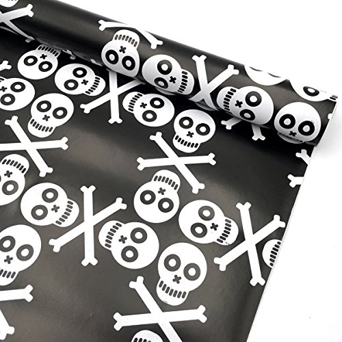 Yifely Black White Skull Shelf Liner countertop Door Sticker Vinyl Drawer covering Paper Protective Table-top Surface 177inch by