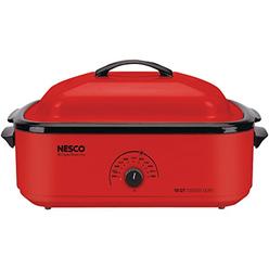 NESCO 4818-12, Classic Roaster Oven with Porcelain Cookwell, Red, 18 quart, 1425 watts