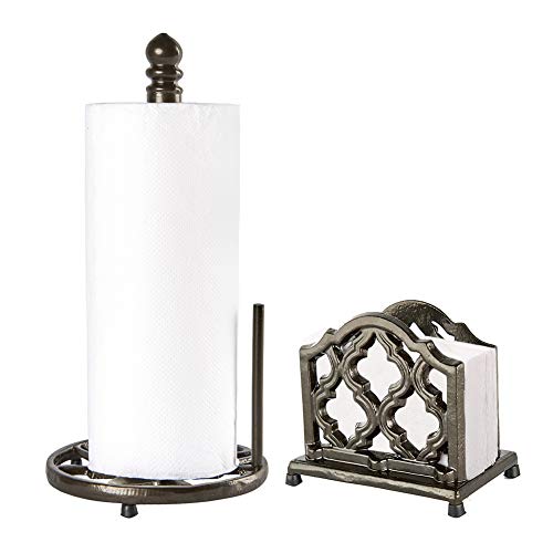 JOGREFUL 2 Piece Kitchen counter Accessory Set with cast Iron Paper Towel  Holder, Napkin Holder, Decorative for Home and Kitchen counter