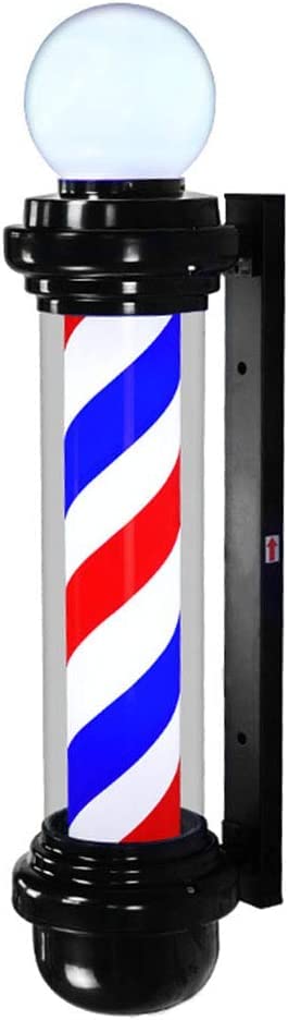 MIUXIU 35 Inch Barber Pole Light, classic Style Hair Salon Barber Shop Open Sign, Barber Shop Rotating Black White LED Strips, IP54 Wat