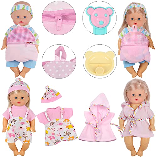 Young Buds 10 Sets for 10-11-12 Inch Baby Doll Clothes Dress Newborn Baby Doll Accessories Gown Costumes Outfits with Schoolbag Kitchen Toy