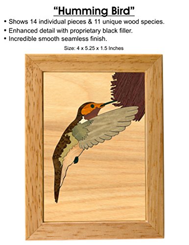 MarqART Hummingbird Wood Art Gift Trinket Box & Jewelry Boxes - Handmade USA - Unmatched Quality - Unique, No Two are the Same - Origina