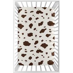 Sweet Jojo Designs Brown cow Print Baby Boy Fitted Mini Portable crib Sheet for Western Wild West collection - for Mini crib or
