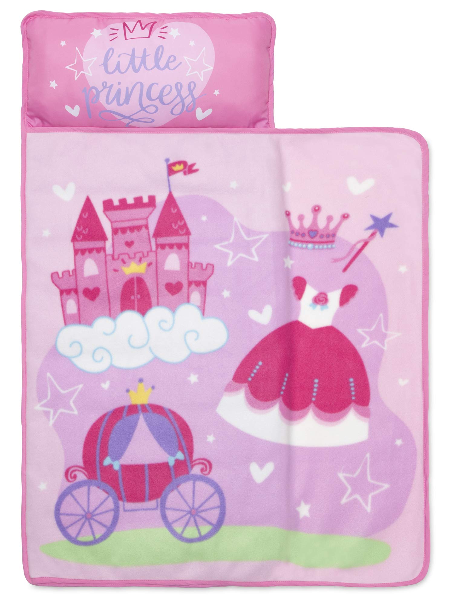 Baby Boom Funhouse Little Princess Kids Nap Mat Set - Includes Pillow and Fleece Blanket - great for girls Napping During Daycare, Prescho