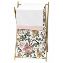 Sweet Jojo Designs Vintage Floral Boho Baby Kid Clothes Laundry Hamper - Blush Pink, Yellow, Green and White Shabby Chic Rose