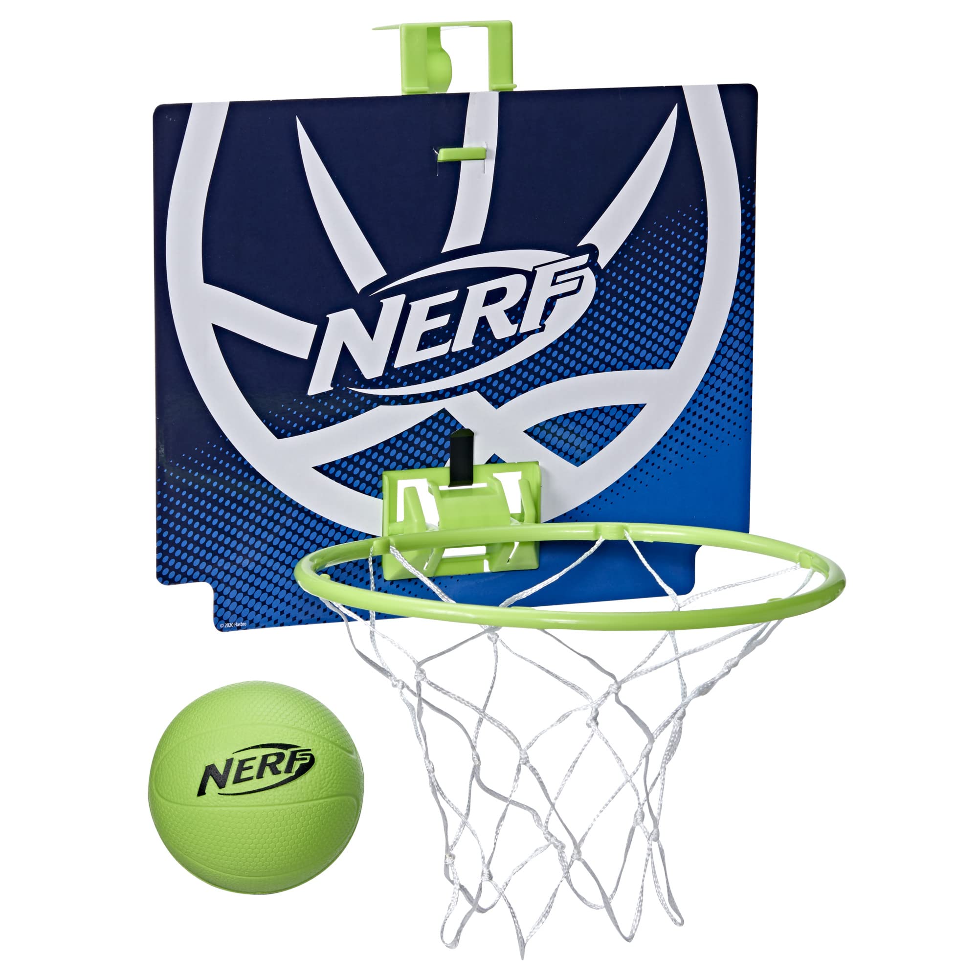NERF Nerfoop -- The classic Mini Foam Basketball and Hoop -- Hooks On Doors -- Indoor and Outdoor Play -- A Favorite Since 1972 