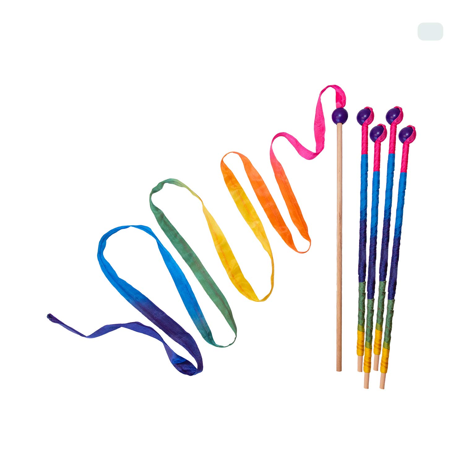 Sarahs Silks Rainbow Streamer - 8 Foot Long Ribbon Wand for Kids Dance, Baton Stick Twirling and Rhythmic gymnastics  Bright col
