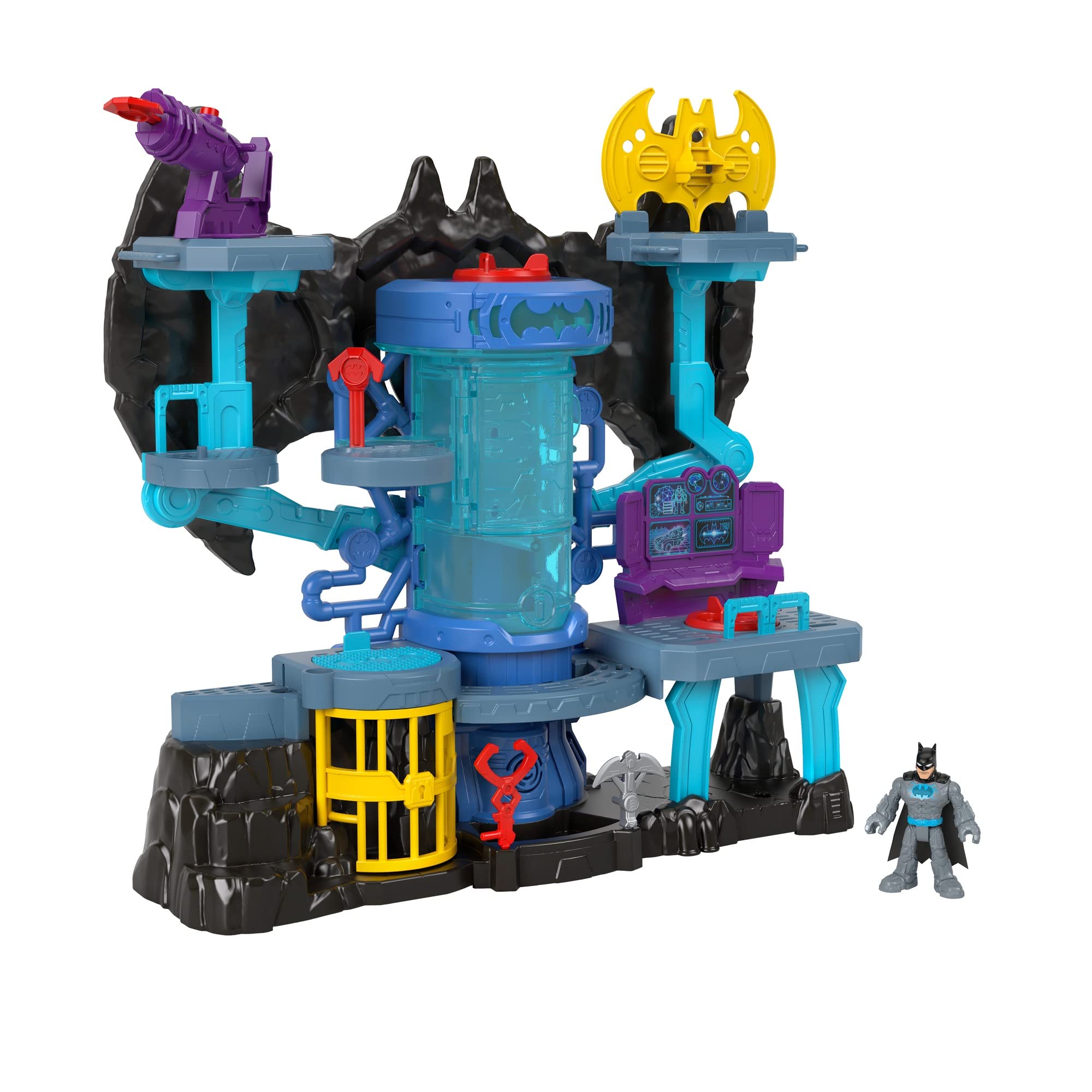 DC Comics Dc Super Friends Fisher-Price Imaginext Bat-Tech Batcave, Batman playset with Lights and Sounds for Kids Ages 3 to 8 Years, Meer