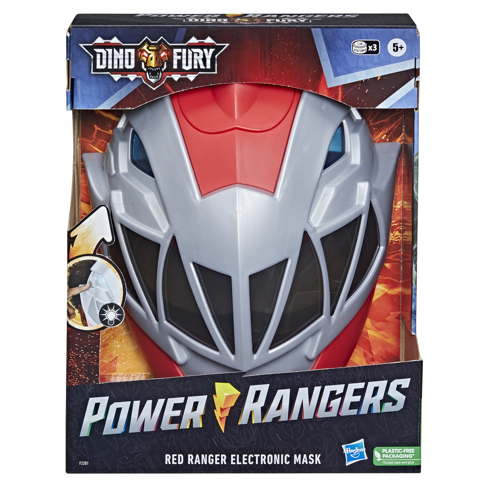 Power Rangers Dino Fury Red Ranger Electronic Mask Roleplay Toy for costume and Dress Up Inspired by The TV Show Ages 5 and Up