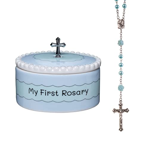 cascade goods - Boys My First Baby Rosary & Keepsake Box, catholic Baptism gifts for Boys, Baptism gifts for Baby Boys, christen
