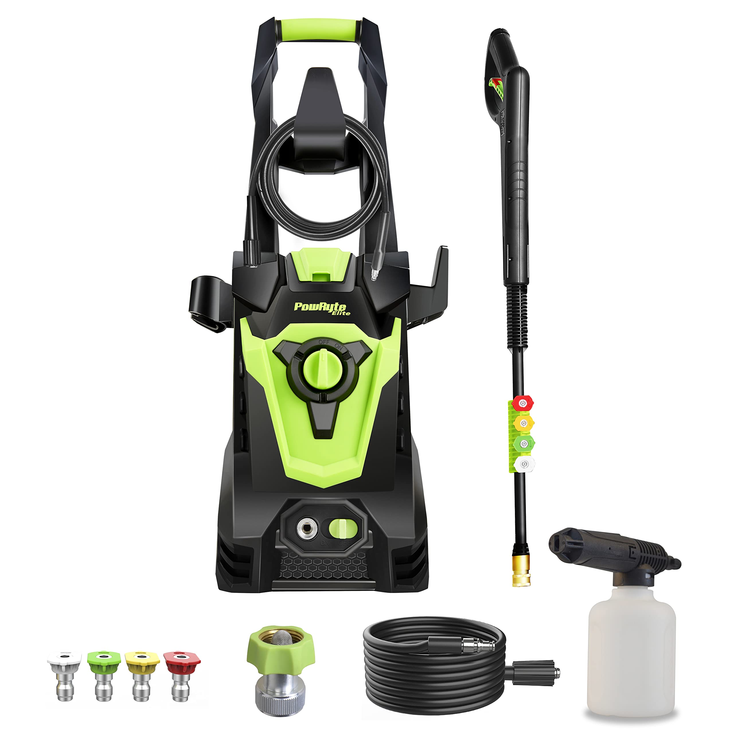 PowRyte Electric Pressure Washer, Foam cannon, 4 Different Pressure Tips, Power Washer, 3800 PSI 24 gPM