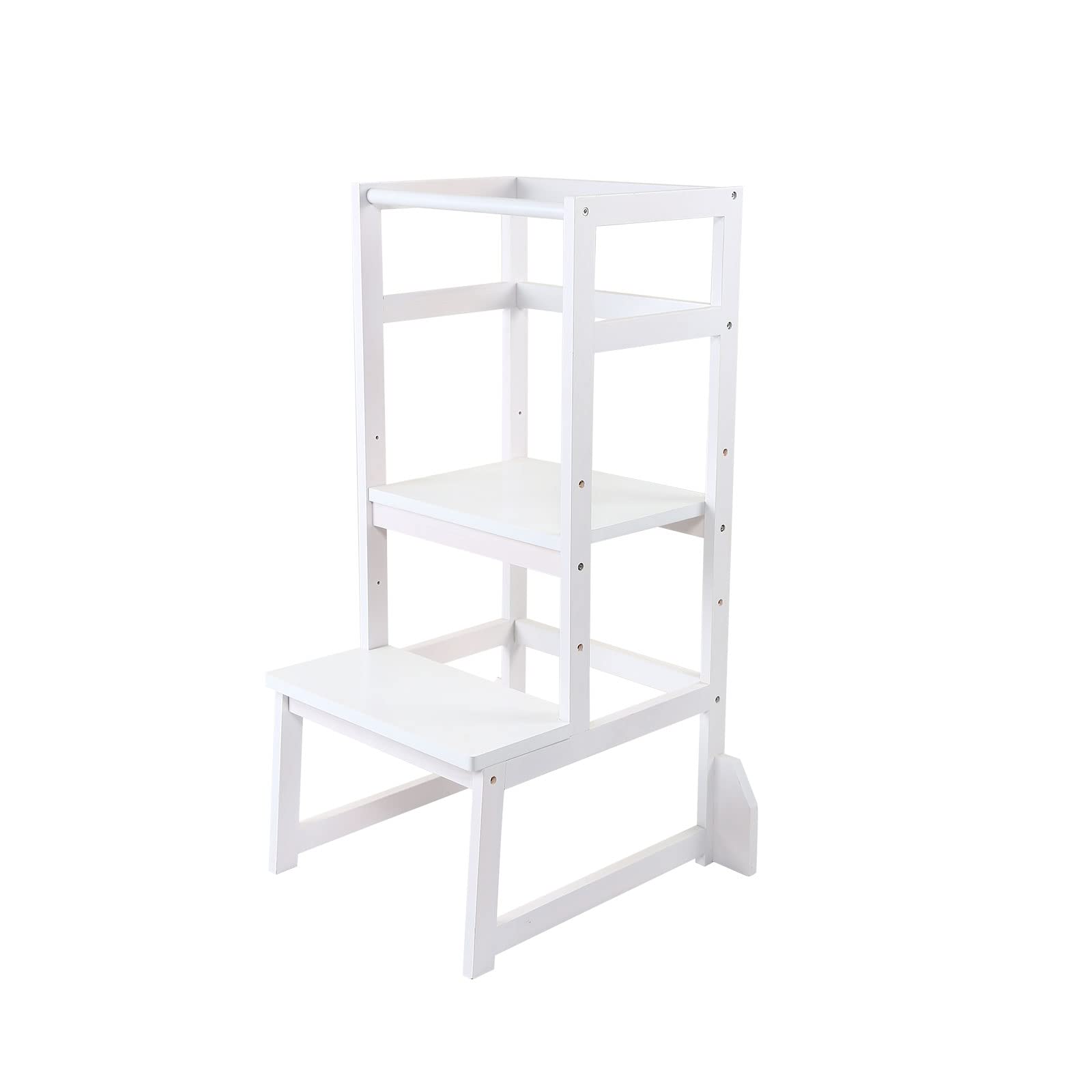 Zytty Toddler Step Stool Learning Tower Toddler Kitchen Stool, Adjustable-Height Toddler Tower Stool Step stools for Kids, White