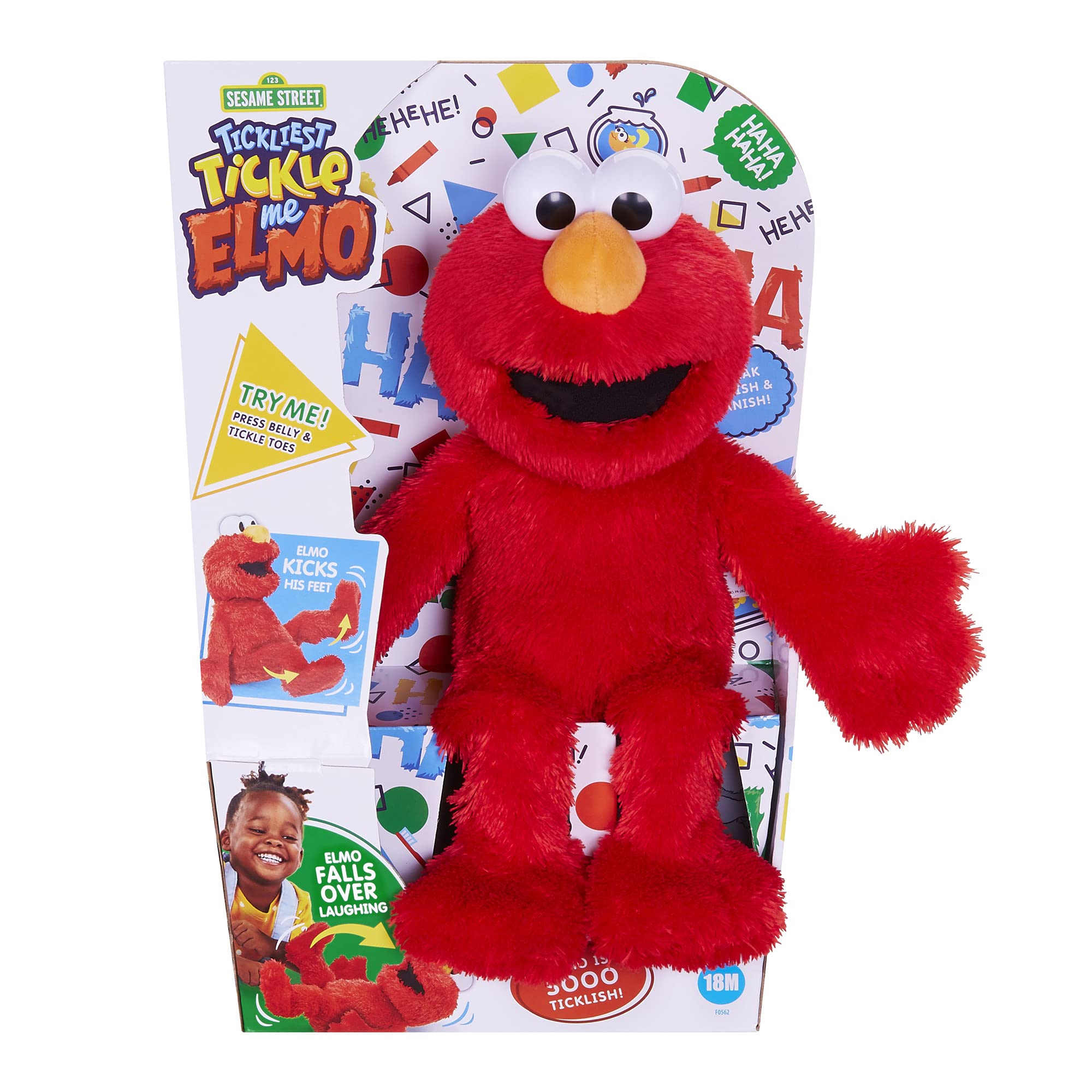 Sesame Street Tickliest Tickle Me Elmo, Laughing, Talking, 14-Inch Elmo Plush Toy, Toddler Toys, Kids 18 Months & Up