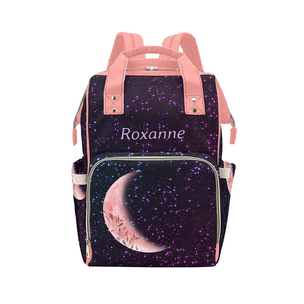 Anneunique Stars Moon Diaper Bags Backpack with Name Personalized Baby Bag Nursing Nappy Bag Travel Bag gifts for Mom girl,