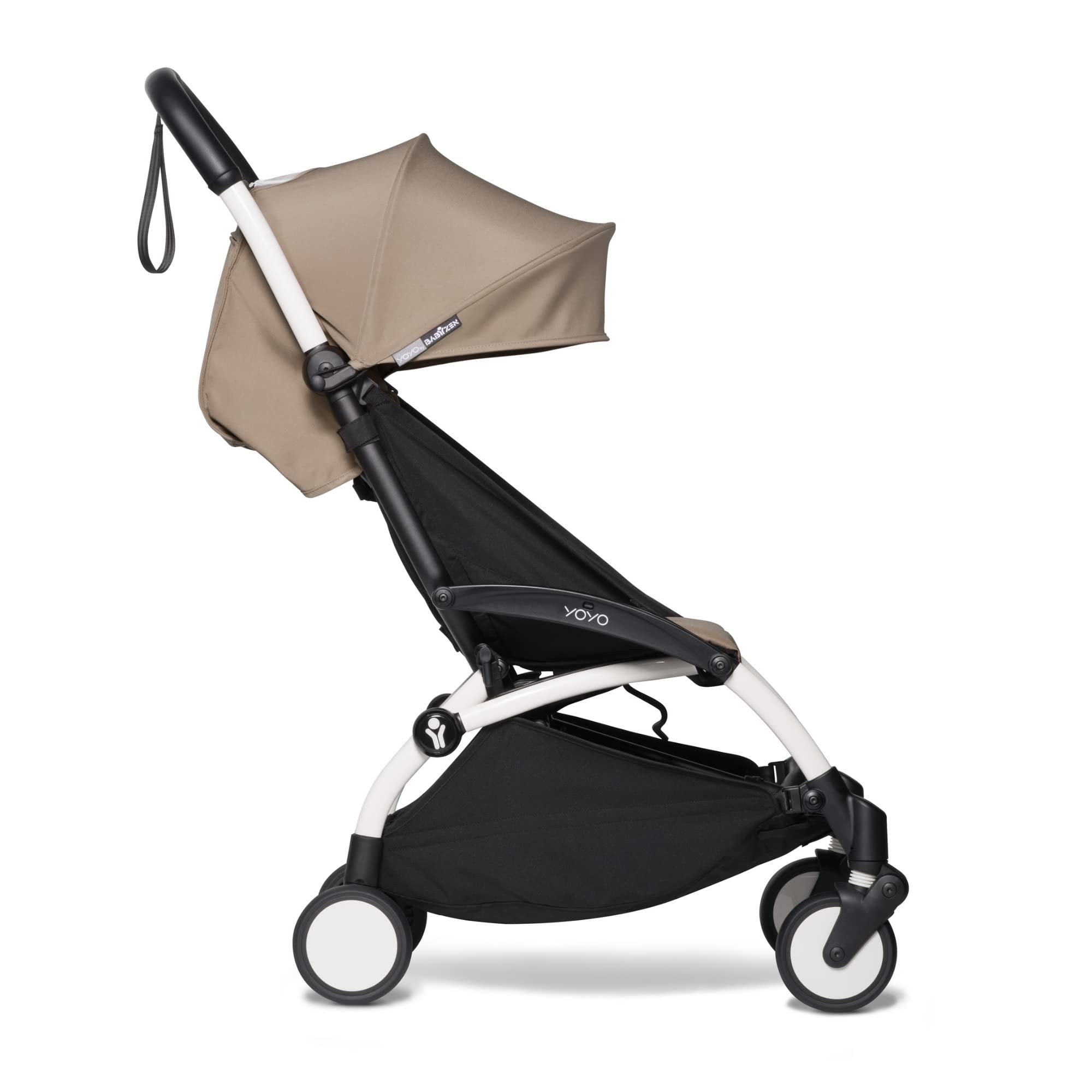 BABYZEN YOYO2 Stroller - Lightweight & compact - Includes White Frame, Taupe Seat cushion + Matching canopy - Suitable for child