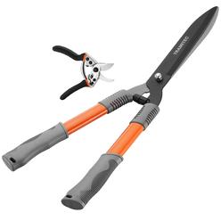 TRAMITEc garden Hedge Shears Hedge clippers & Shears SET with Super Pruning Shears Heavy Duty garden clippers for Shaping Bushes