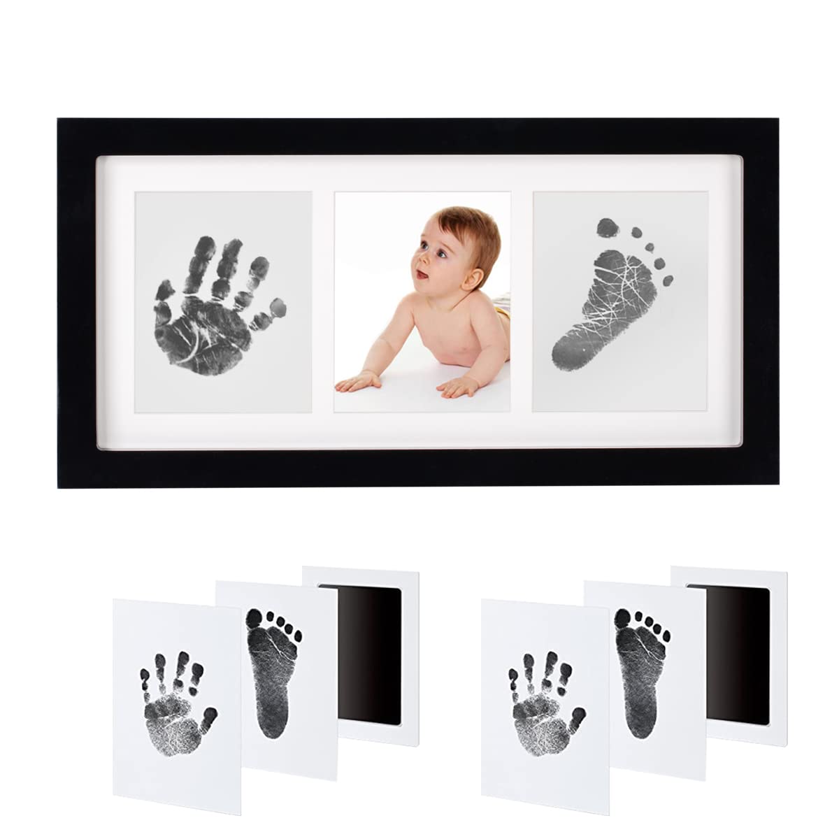nuaele Baby Ink Hand and Footprint Kit, Newborn Handprint Photo Frame Kit with 2 clean-Touch Ink Pad, gender-Neutral Baby Keepsake, Bab
