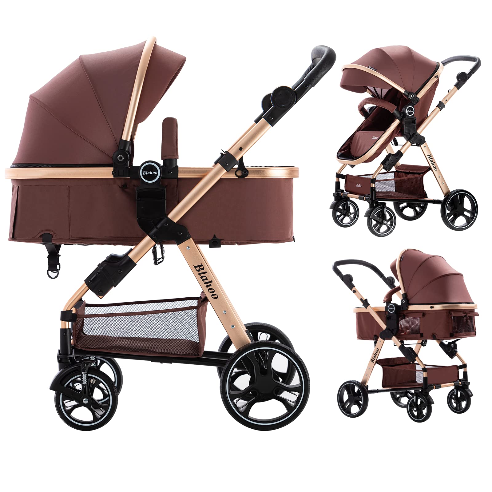 Blahoo Baby Stroller for Toddler Foldable Aluminum Alloy Pushchair with Adjustable BackrestBassinet Stroller Adjustable Directio