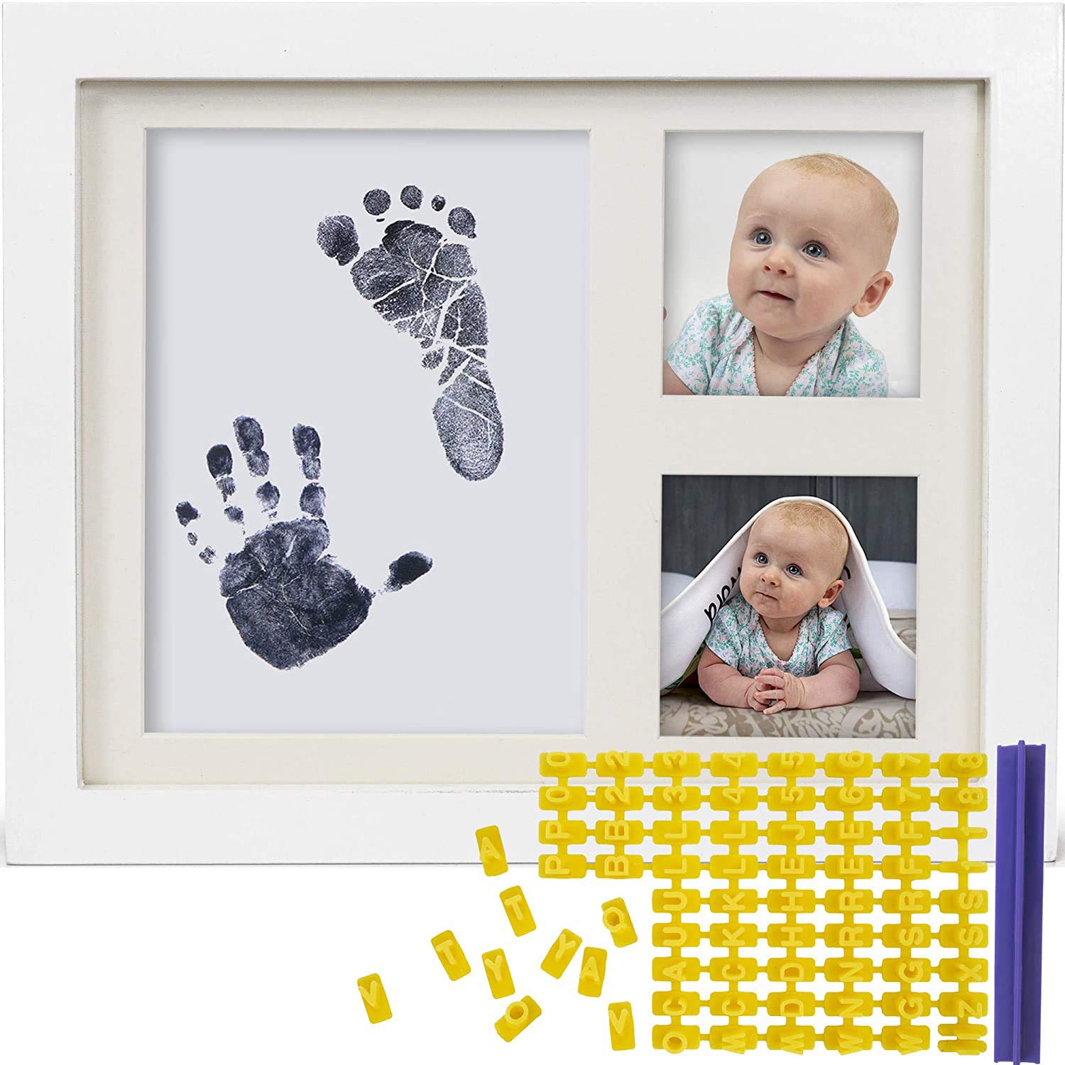Co Little Baby Ink Hand and Footprint Kit - Handprint Picture Frame for Newborns (Safe clean-Touch Ink Pad for Prints) - Best New Mom and