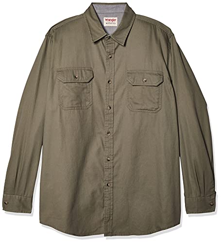 Wrangler Authentics Mens Long Sleeve Classic Woven Shirt, Burnt Olive,  X-Large