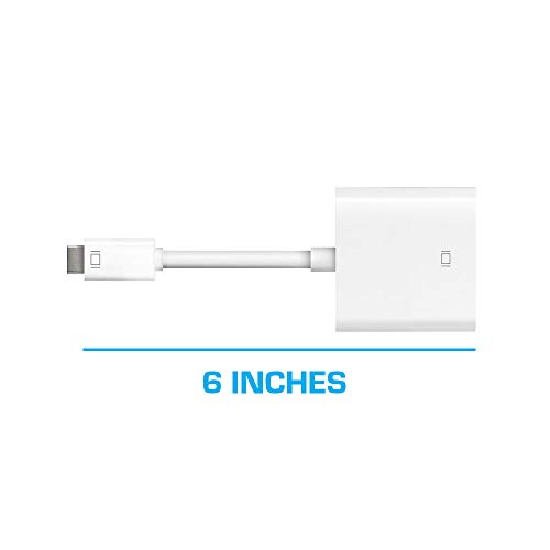 Cmple Mini DVI to DVI Converter, Mini-DVI Male to DVI Female Video Cable Adapter (White) - 6 inches
