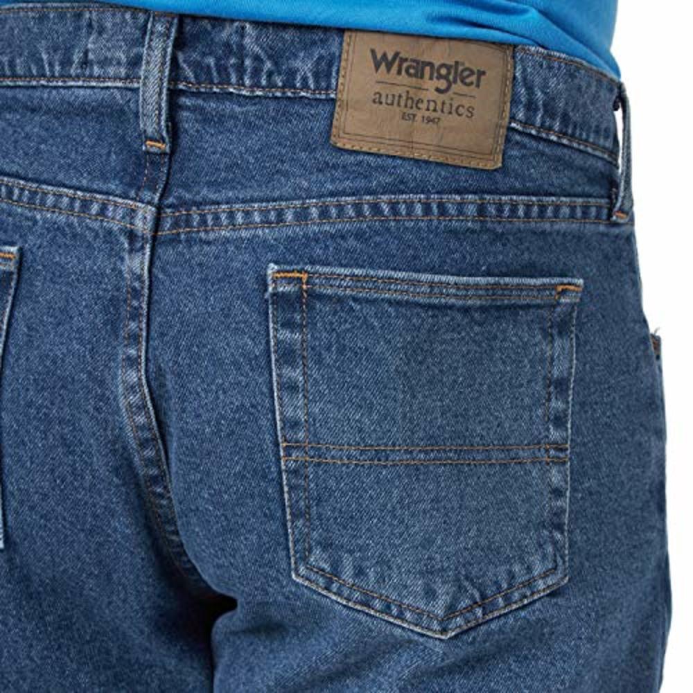 Wrangler Authentics Mens Classic 5-Pocket Relaxed Fit Jean, Dark Stonewash  Flex, 28W x 30L