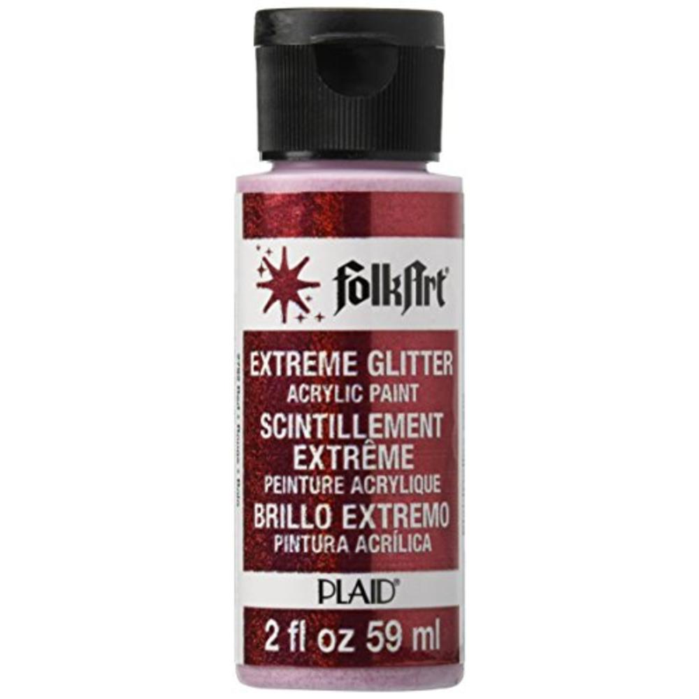 FolkArt Extreme Glitter Acrylic Paint in Assorted Colors (2 oz), 2792, Red