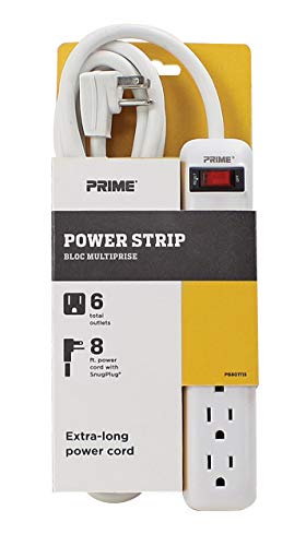 Prime Wire & Cable Prime Wire PB801115 6-Outlet Power Strip with 14-3 SJT 8-Feet Cord