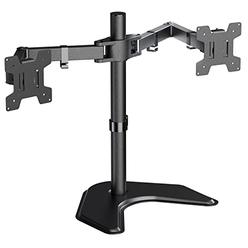WALI Free Standing Dual LCD Monitor Fully Adjustable Desk Mount Fits 2 Screens up to 27 inch, 22 lbs. Weight Capacity per Arm, w