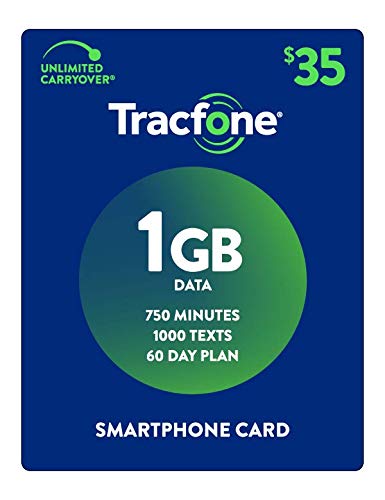 Tracfone Smartphone Only Airtime Service Plan - 60 Days, 750 Minutes, 1000 Texts, 1GB Data (Mail Delivery)