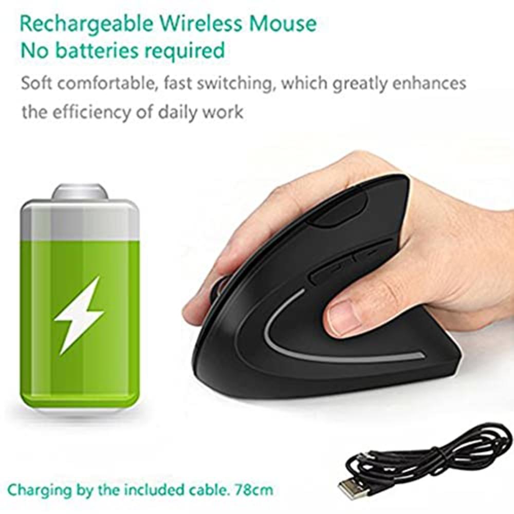 Lekvey Ergonomic Mouse, LEKVEY Vertical Wireless Mouse - Rechargeable 2.4GHz Optical Vertical Mice : 3 Adjustable DPI 800/1200/1600 Lev