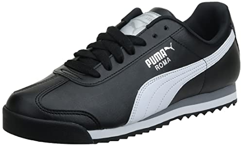 PUMA Mens Roma Basic Fashion Sneaker, Black/White/Silver - 9 D(M) US