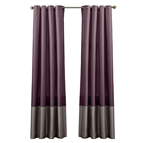 Lush Decor White Prima Window Curtains Panel Set for Living, Dining Room, Bedroom (Pair), 54 x 84-inch, 84 in x 54 in, Gray/Purp