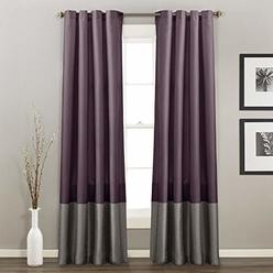 Lush Decor White Prima Window Curtains Panel Set for Living, Dining Room, Bedroom (Pair), 54 x 84-inch, 84" x 54", Gray/Purple
