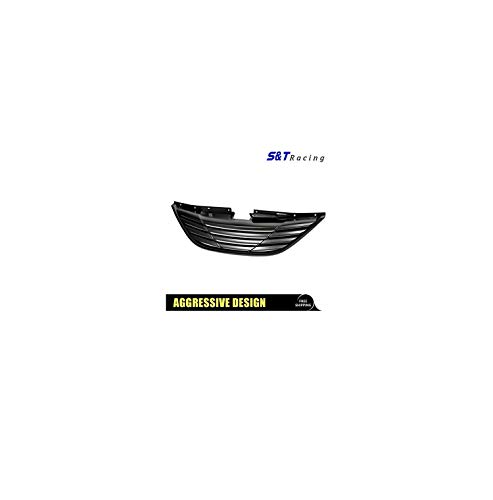 S & T RACING INC S&T Racing Matte Black Horizontal Front Hood Bumper Grill Grille Cover Abs for 10-13 Sonata MPN: HY1200154