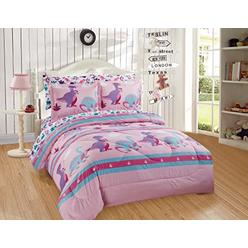 Kids Zone Home Linen Kids Collection Twin Size Comforter and Sheet Set Dinosaur Land Pink for Girls and Kids Purple Turquoise Pink Dinosaurs Print Ne