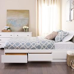 Prepac Mate's Platform Storage Bed with 6 Drawers, Queen, White