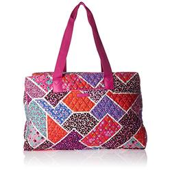 Vera Bradley Womens Signature Cotton Triple Compartment Travel Bag, Modern Medley With Pink
