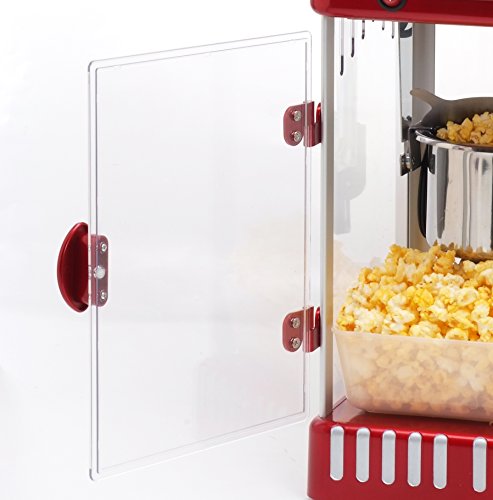Elite Gourmet Elite Electric Tabletop Popcorn Kettle Maker, Retro Carnival, Warming Light (2.5Oz, Red)