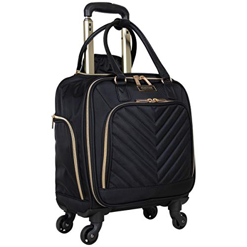 Kenneth Cole Reaction Womens Chelsea Luggage Chevron Softside 8-Wheel Spinner Expandable Suitcase Collection, Black, 4 Underseat