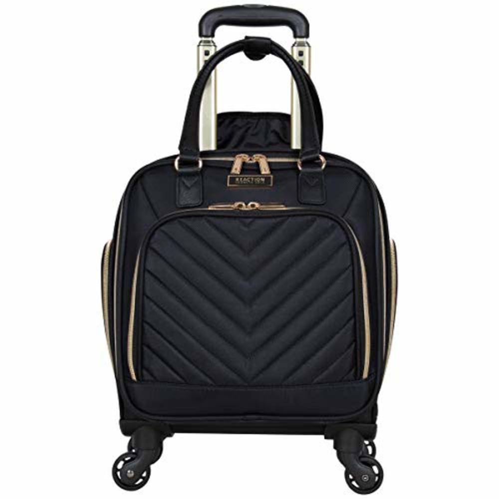 Kenneth Cole Reaction Womens Chelsea Luggage Chevron Softside 8-Wheel Spinner Expandable Suitcase Collection, Black, 4 Underseat