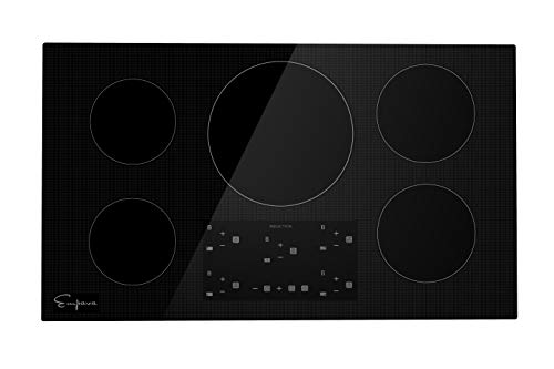 Empava 36? Electric Stove Induction Cooktop with 5 Power Boost Burners Smooth Surface Vitro Ceramic Glass in Black, 36 Inch